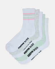 5 PACK STRIPED SOCKS White Multi Women's Stripe Athletic Socks