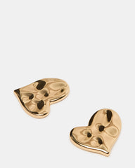 TEXTURED HEART STUD EARRINGS GOLD Women's Textured Heart Stud Earrings