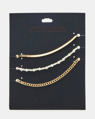 3-PIECE CHAIN ANKLET SET Women's Gold Chain Pearl Embellished Anklet Set