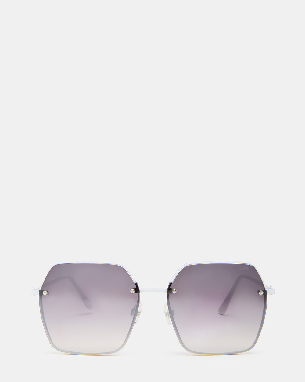 DAVIAN White Square Shiny Gradient Smoke Sunglasses