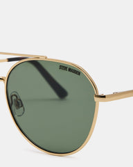 AYDIN Gold Solid Green Gold Frame Sunglasses