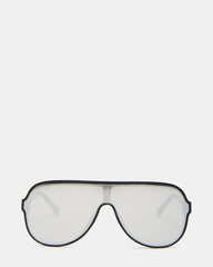 KERBIE Black Silver Flash Shield Sunglasses