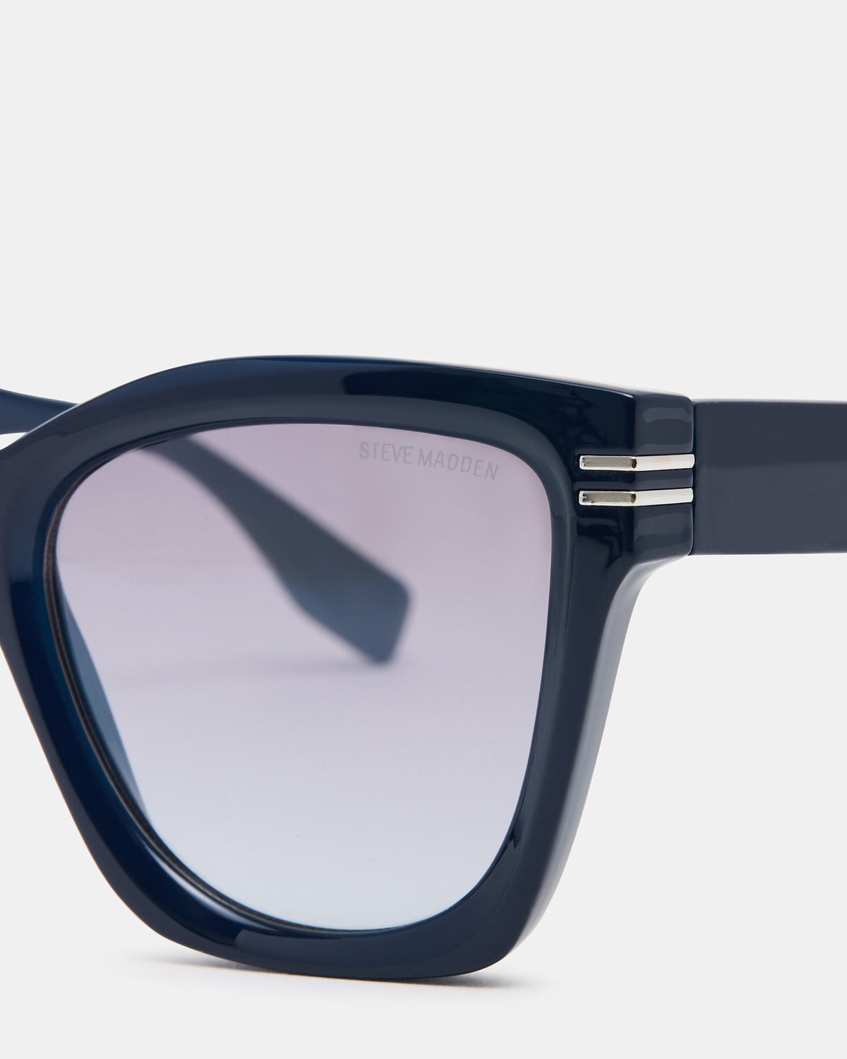 TAISIA Navy Milky Opaque Silver Flash Cat Eye Sunglasses