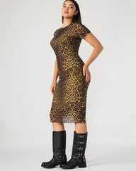 HAILEE Hot Sports Print Mesh Short-Sleeved Bodycon Women's Dress
