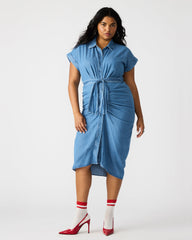 TORI Denim Button Up Collared Midi Dress