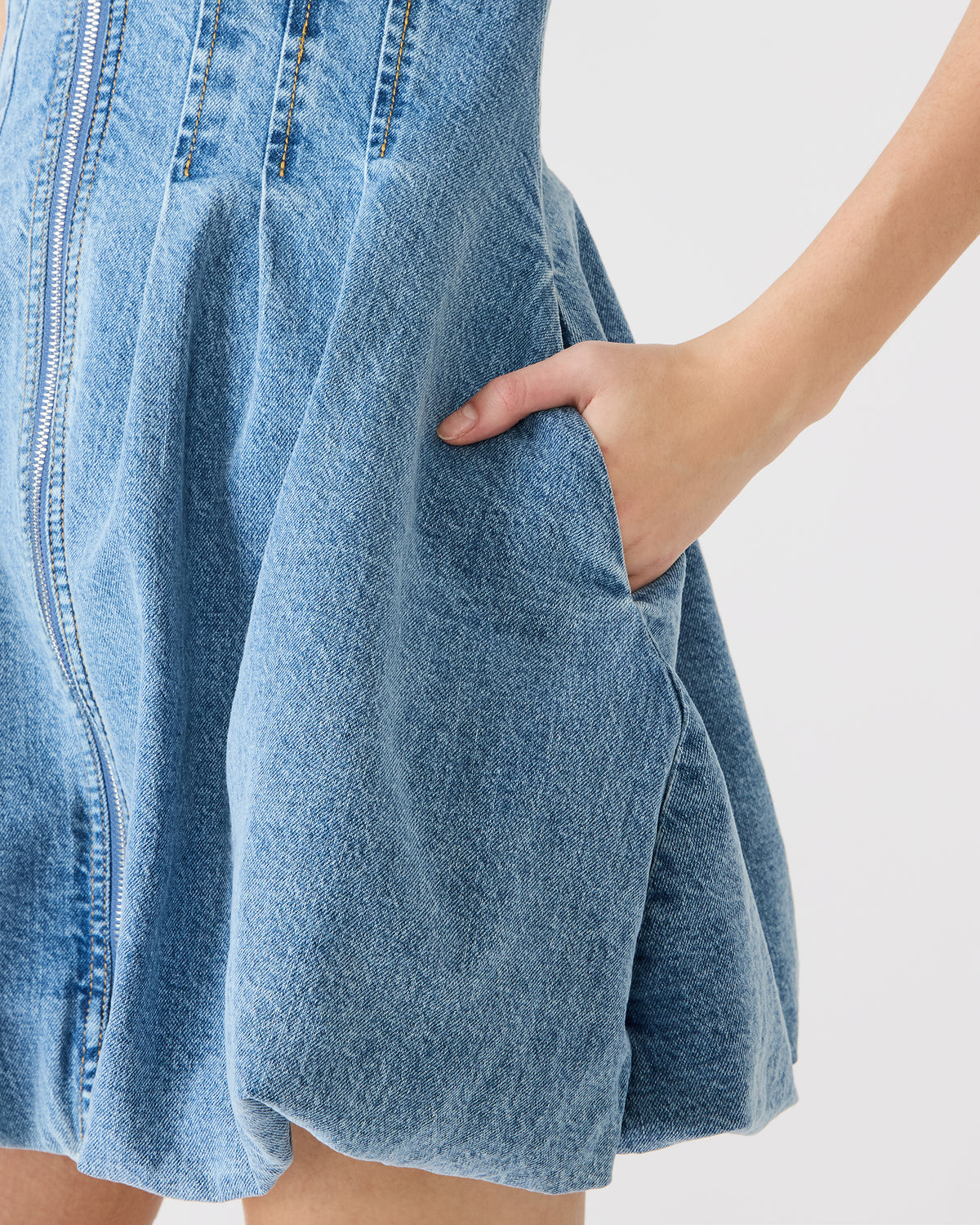 DYANNE Forever Blue Women's Zip-Front Bubble-Hem Dress