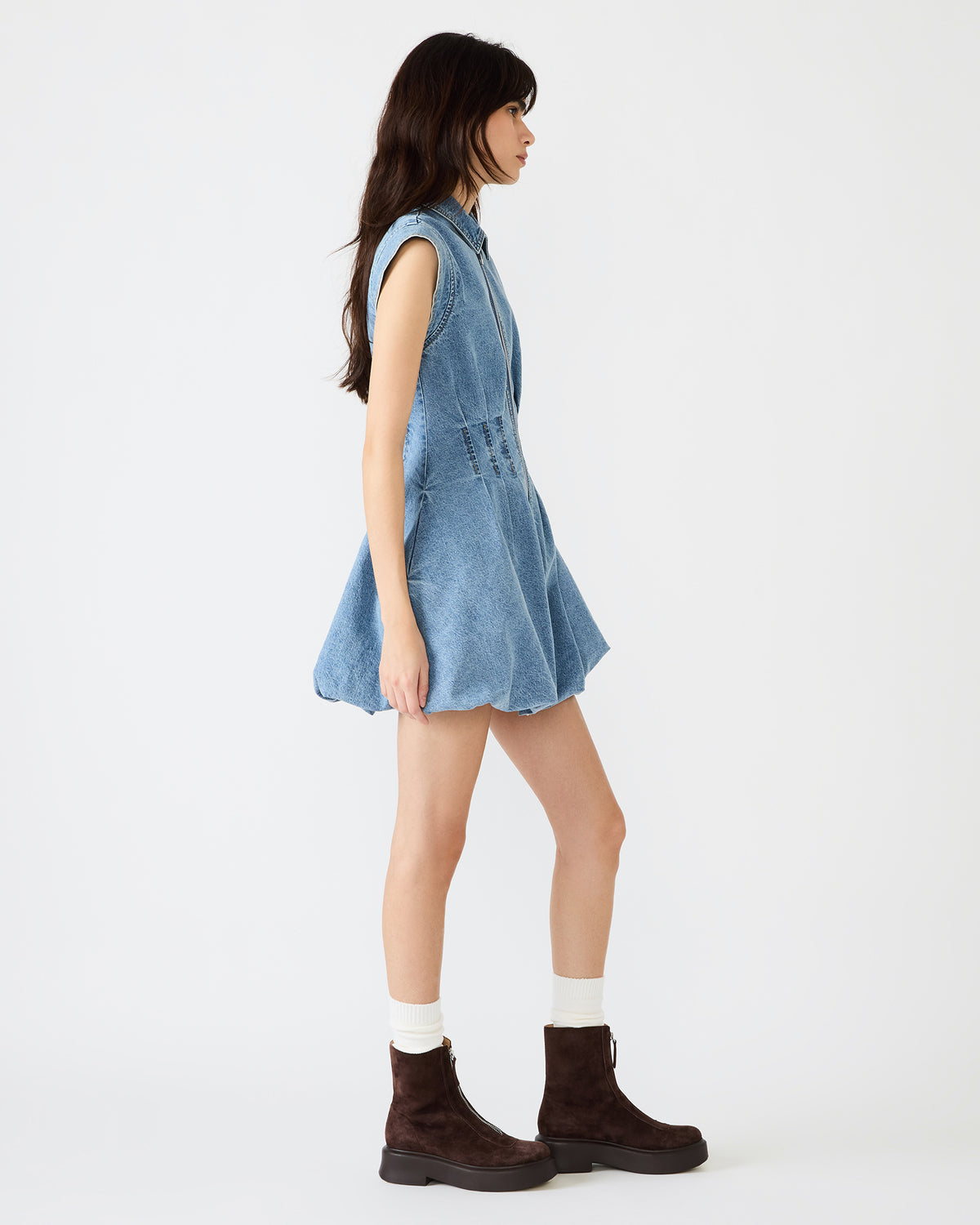 DYANNE Forever Blue Women's Zip-Front Bubble-Hem Dress