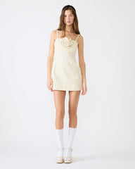 PEONY Pristine Ivory Mini Denim Polka Dot Women's Dress