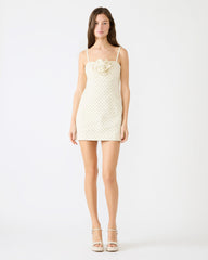 PEONY Pristine Ivory Mini Denim Polka Dot Women's Dress