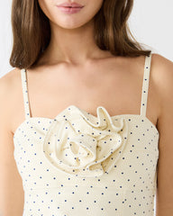 PEONY Pristine Ivory Mini Denim Polka Dot Women's Dress