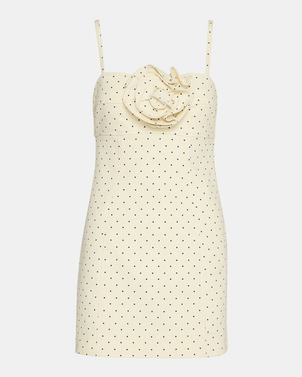 PEONY Pristine Ivory Mini Denim Polka Dot Women's Dress