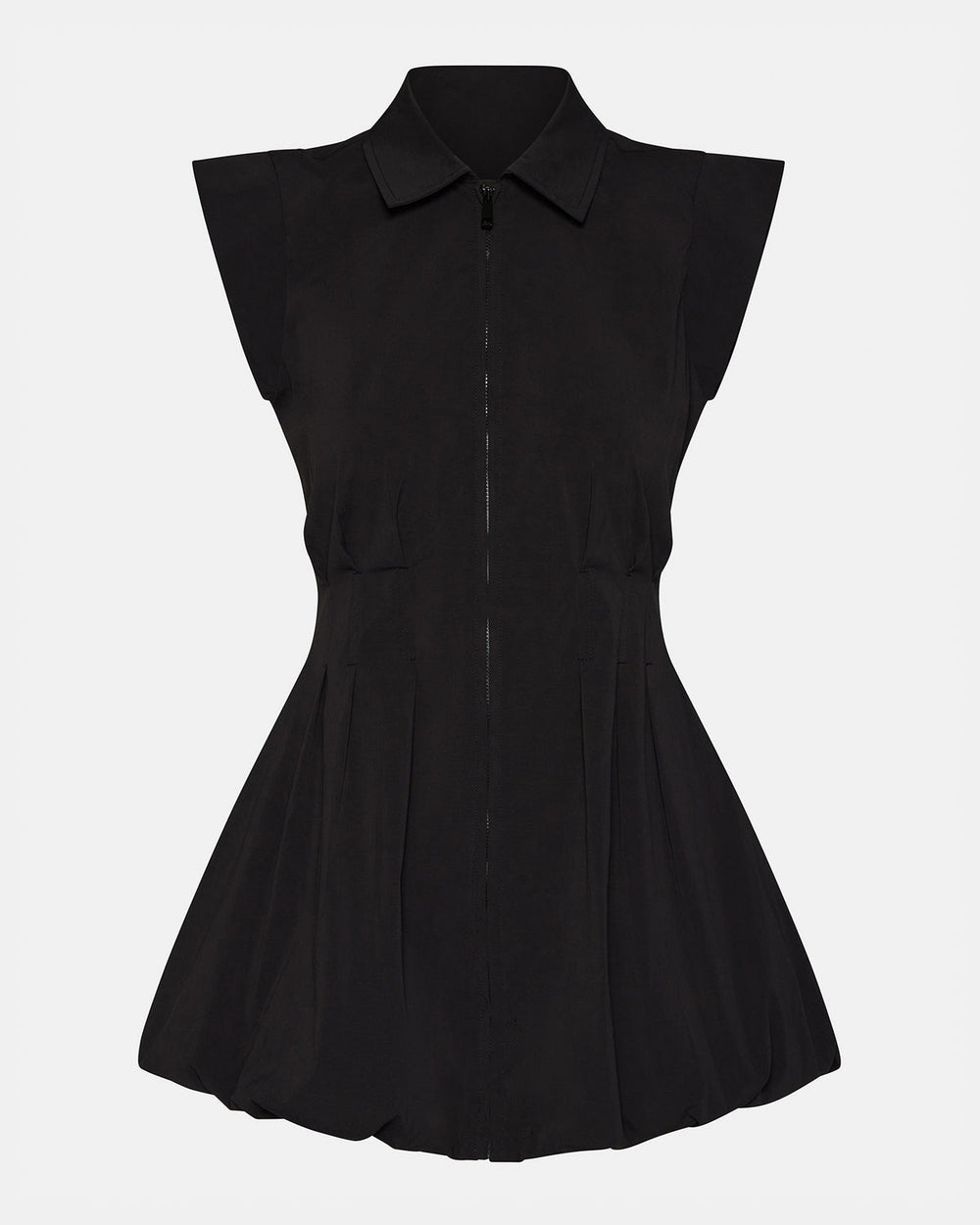 DYANNE Black Women's Zip-Front Bubble-Hem Dress