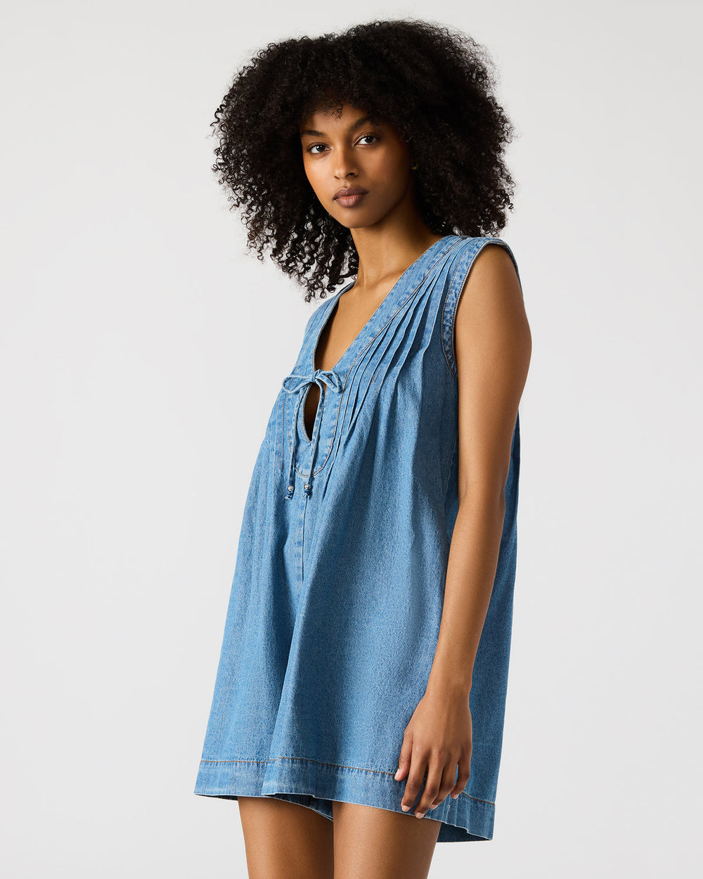 MICK Denim Pull-On Tie-Front Women's Romper