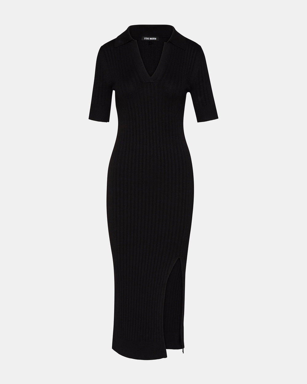 LINDY Dress Black | Collared Midi Dress