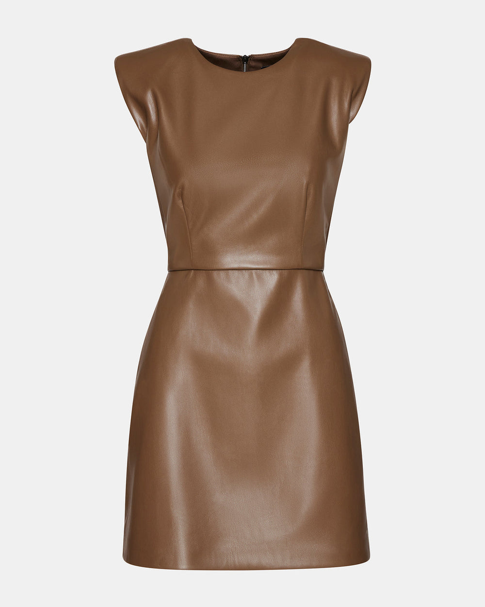 BELEN Brown Women's Shoulder Pad Mini Dress