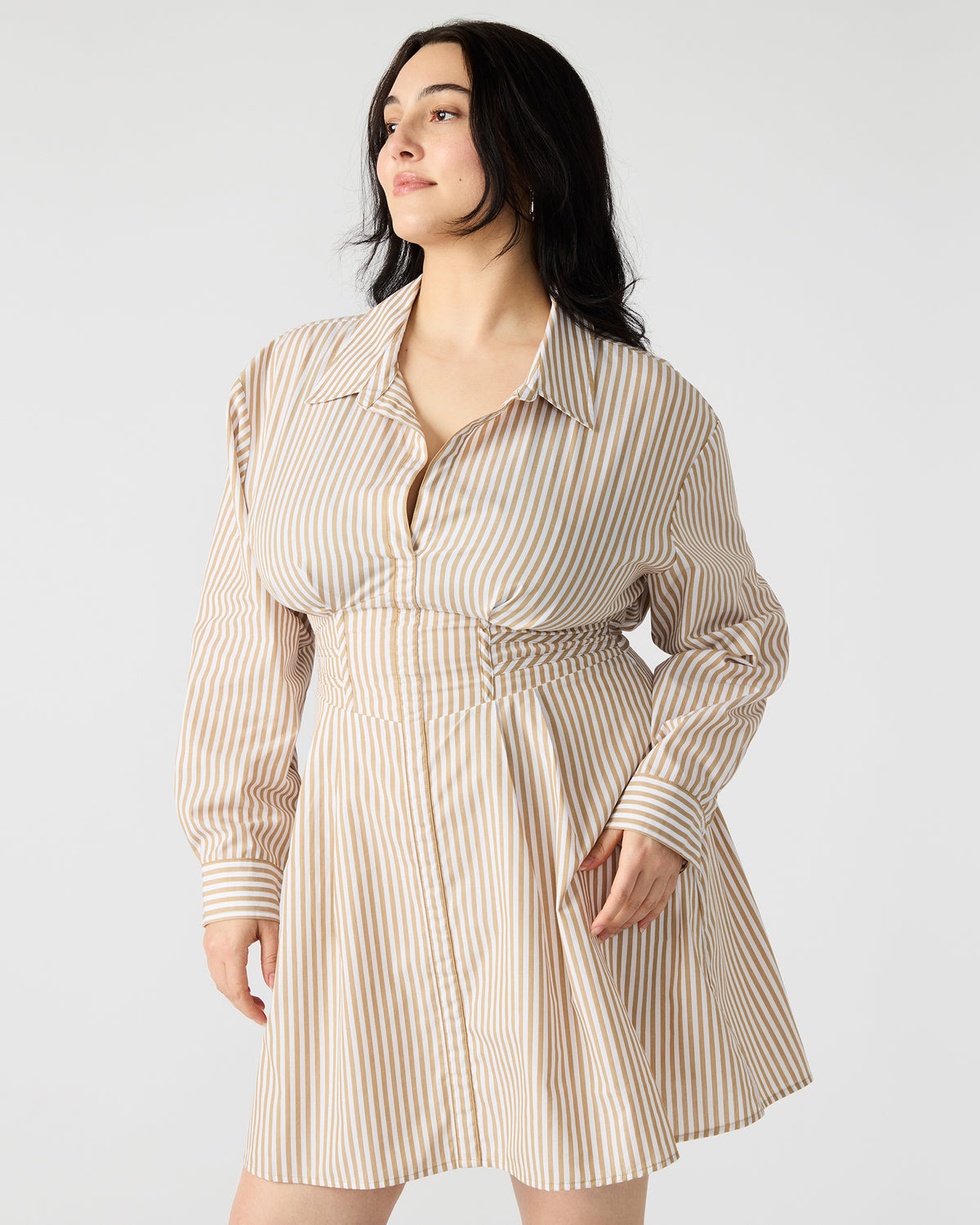 ARIA Taupe Women's Button-Up Mini Dress