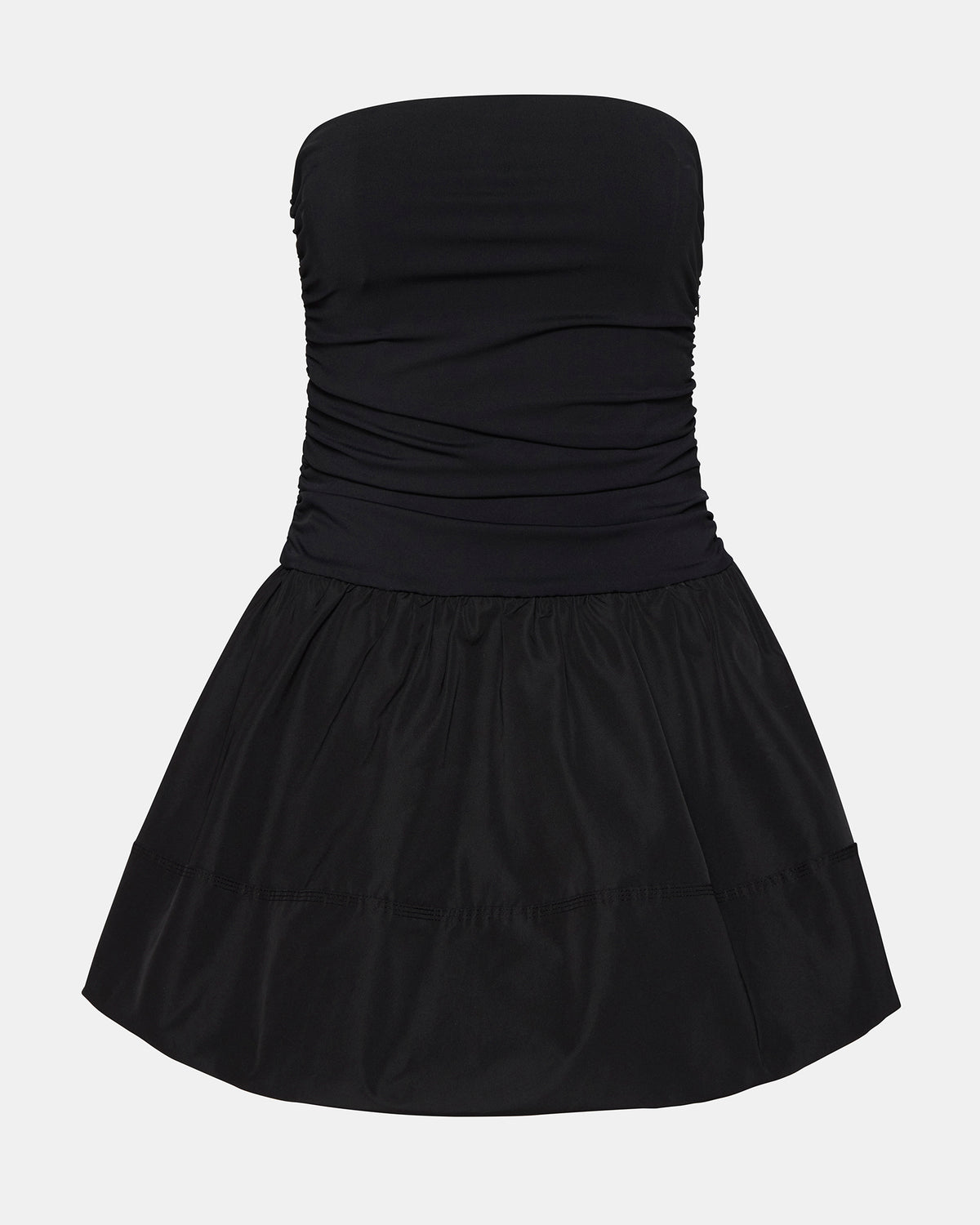 AMARI Dress Black | Women's Strapless Mini Bubble-Hem Dress