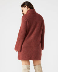 ABBIE Sweater Dress Rust | Mini Turtleneck Flared Sleeve Dress