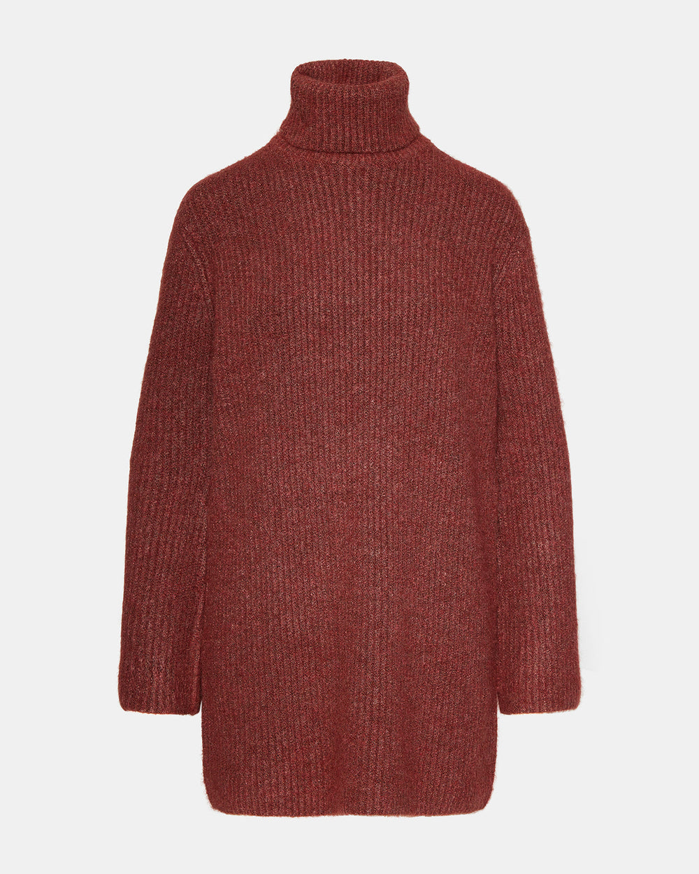 ABBIE Sweater Dress Rust | Mini Turtleneck Flared Sleeve Dress