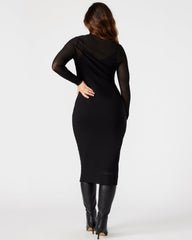 VIVIENNE Black Women's Mock Neck Midi Dress