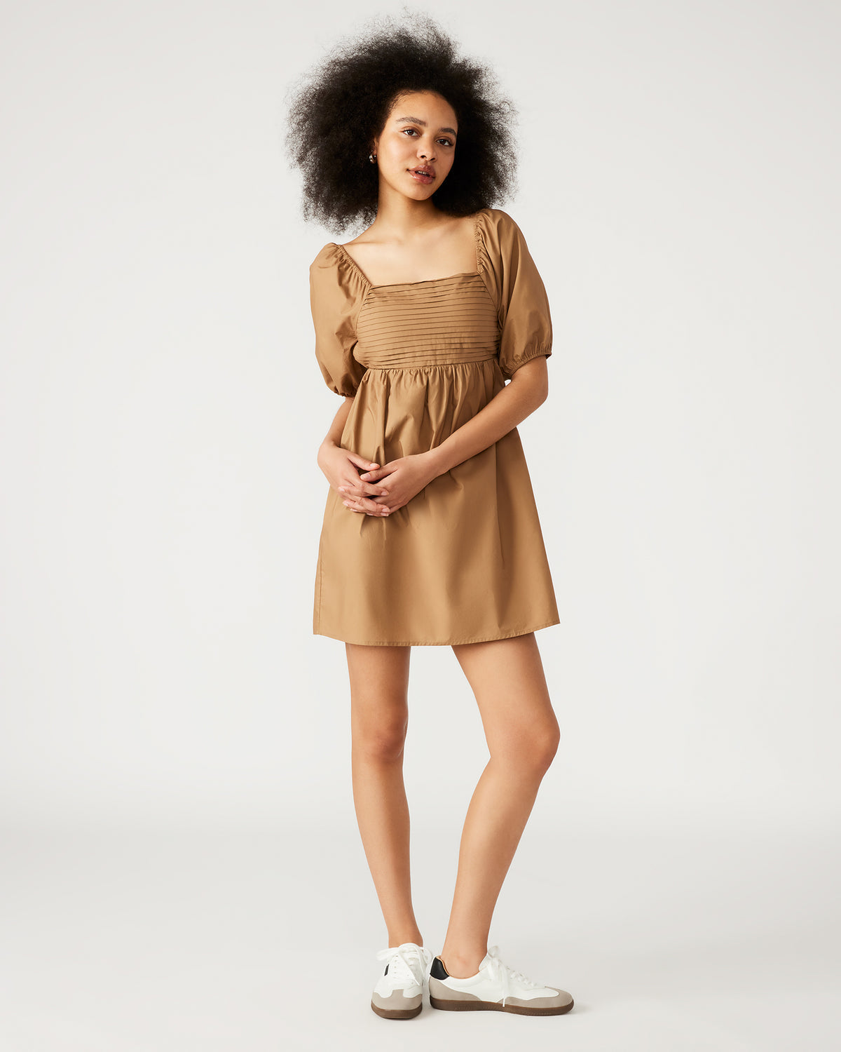 INARA Dress Beige | Women's Puff Sleeve Mini Dress