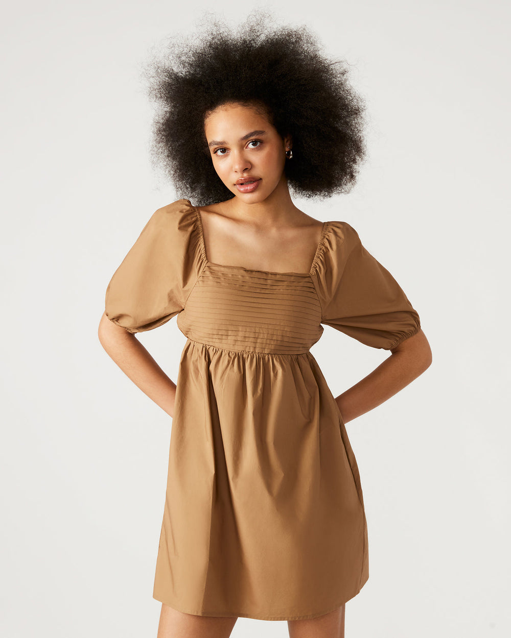 INARA Dress Beige | Women's Puff Sleeve Mini Dress