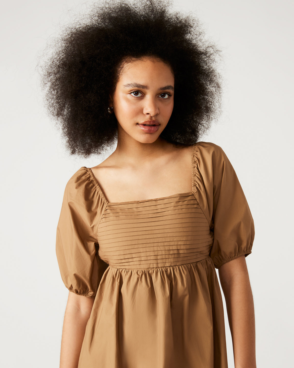 INARA Dress Beige | Women's Puff Sleeve Mini Dress