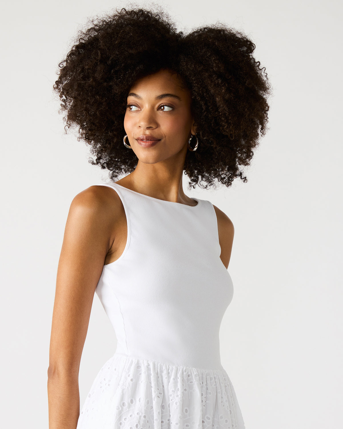 JULIAN White Women's Eyelet Sleeveless Midi Dress