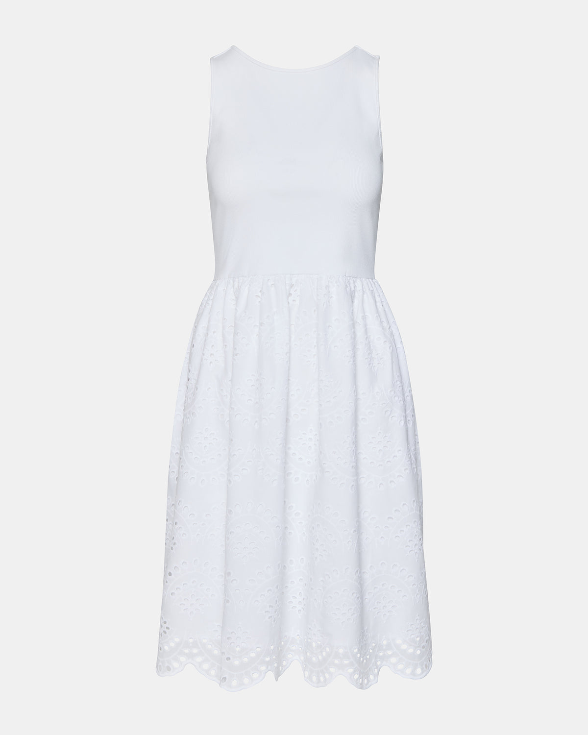 JULIAN White Women's Eyelet Sleeveless Midi Dress