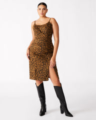 GISELLE Leopard Women's Midi Women's Dress with Slit