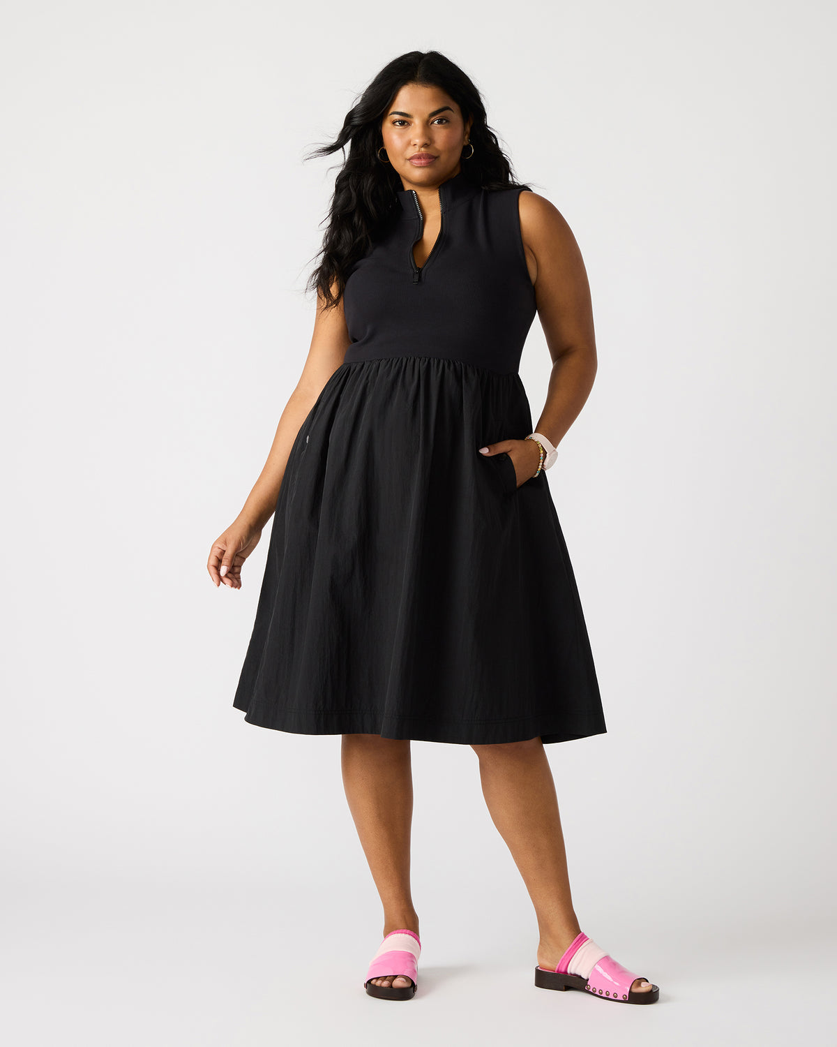 BERLIN White Women's Mock Neck Midi Dress