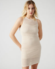 RONNIE Dress Beige | Women's Mini Crochet Sweater Dress
