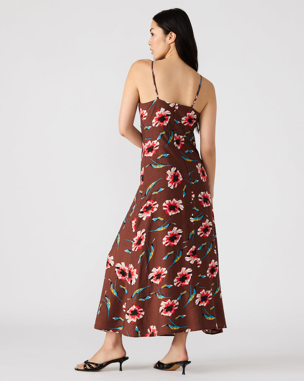 MONROE Brown Floral Print Flowy Maxi Dress