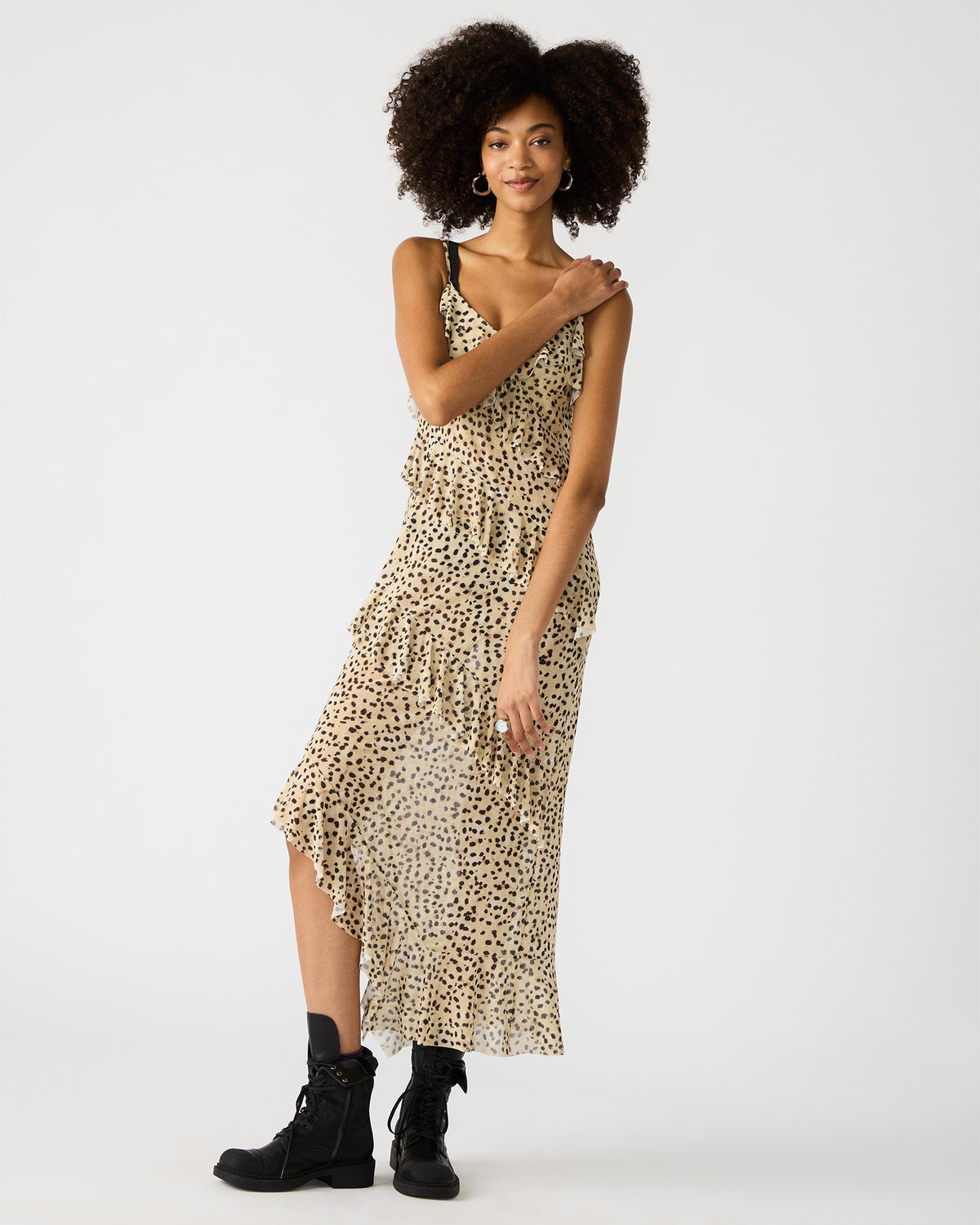 AIDA Sand Women's Flowy Sleeveless Ruffle Maxi Dress