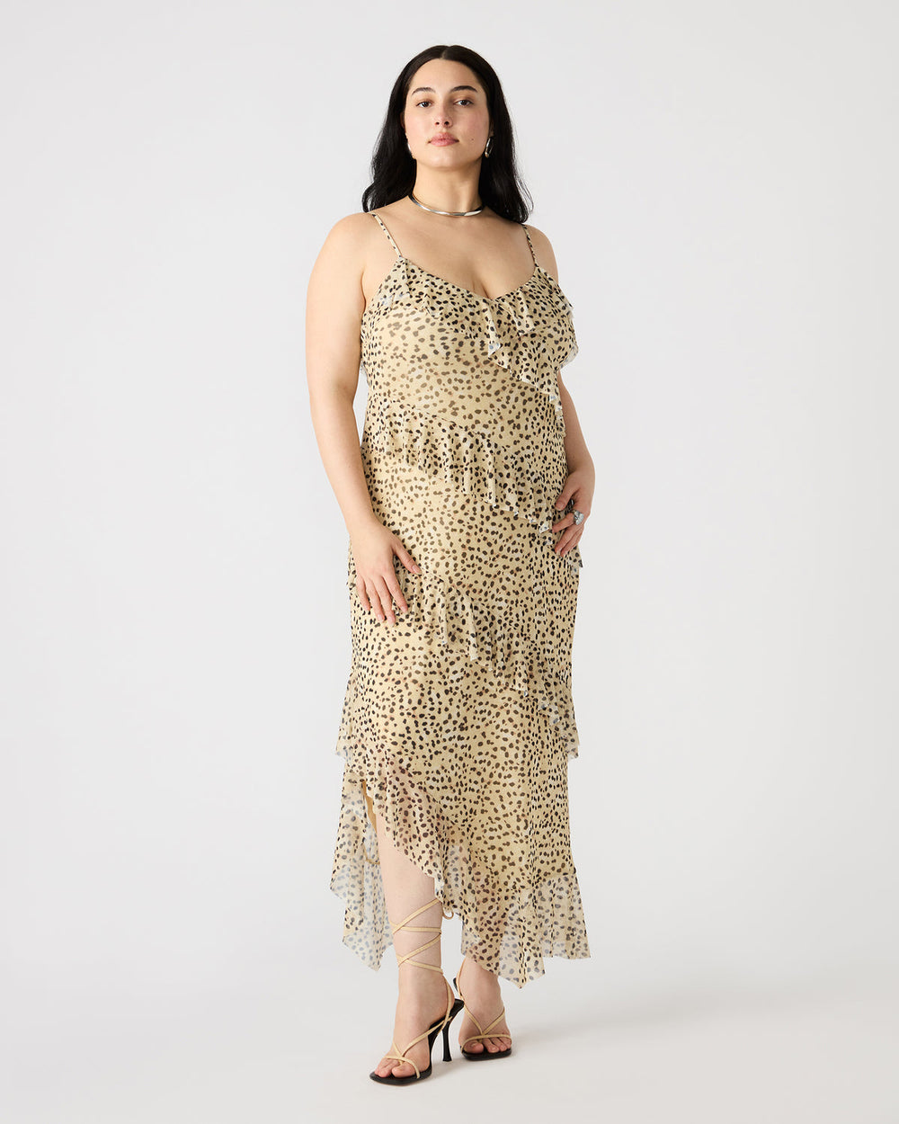 AIDA Sand Women's Flowy Sleeveless Ruffle Maxi Dress