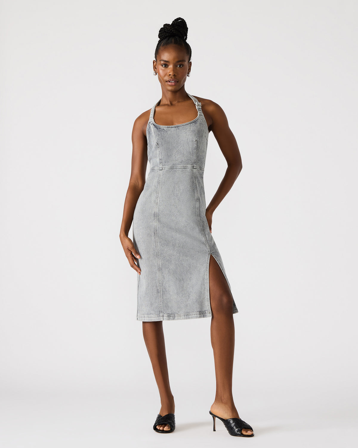 GIA Light Grey Women's Denim Midi Dress