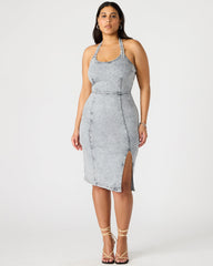GIA Light Grey Women's Denim Midi Dress