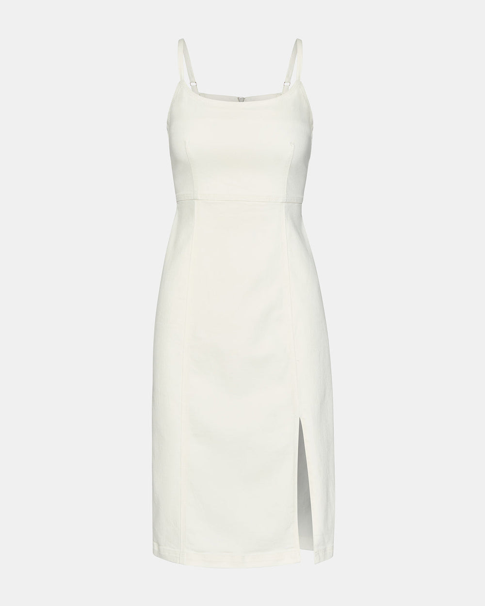 GISELLE White Denim Midi Women's Dress with Slit