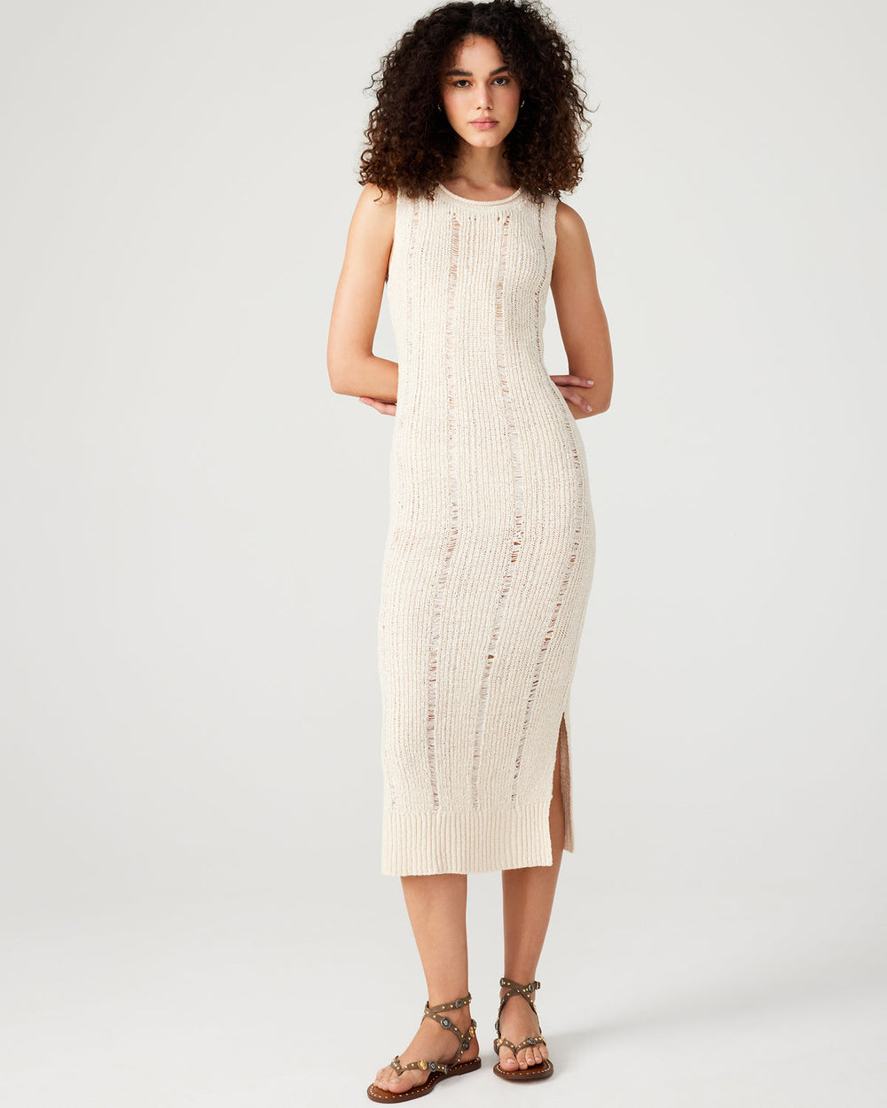 AMIRAH Sweater Dress Beige | Women's Knit Bodycon Dresses