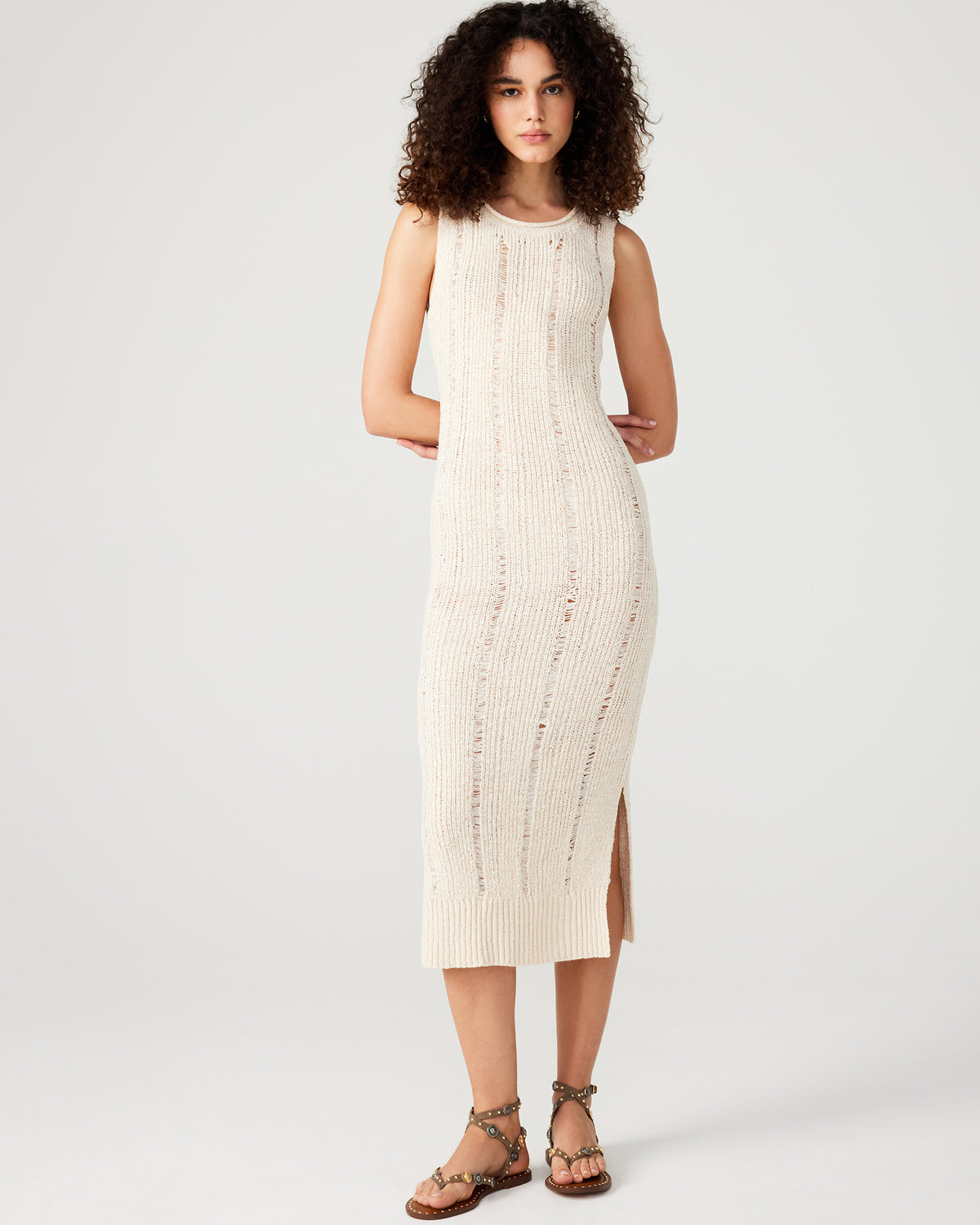 AMIRAH Sweater Dress Beige | Women's Knit Bodycon Dresses
