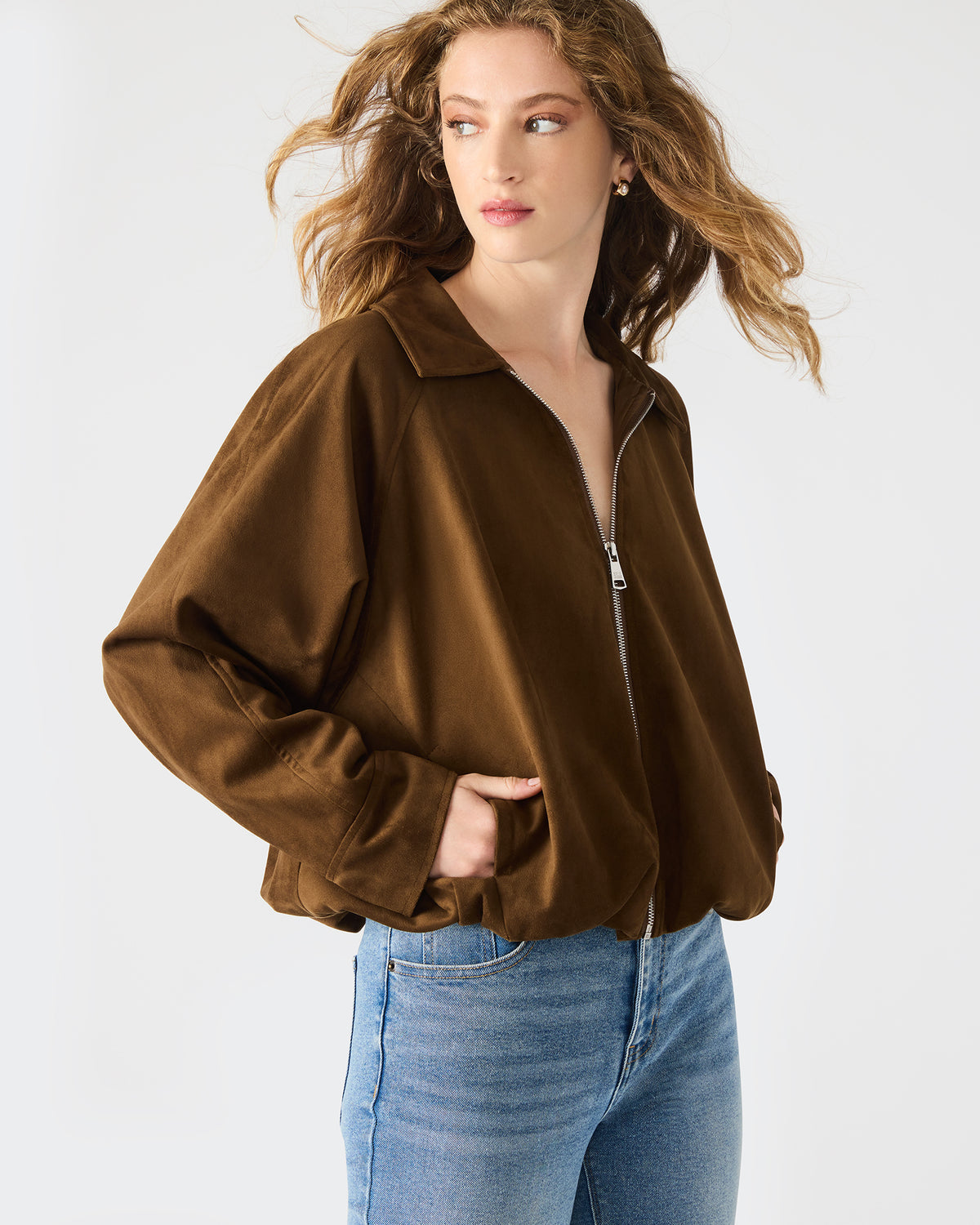 MACKEY Chestnut Long-Sleeved Zip-Up Women's Jacket