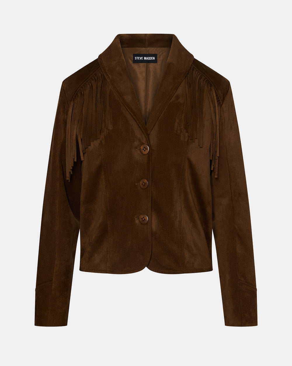 DALLAS Chestnut Long-Sleeved Button-Up Fringe Women's Jacket