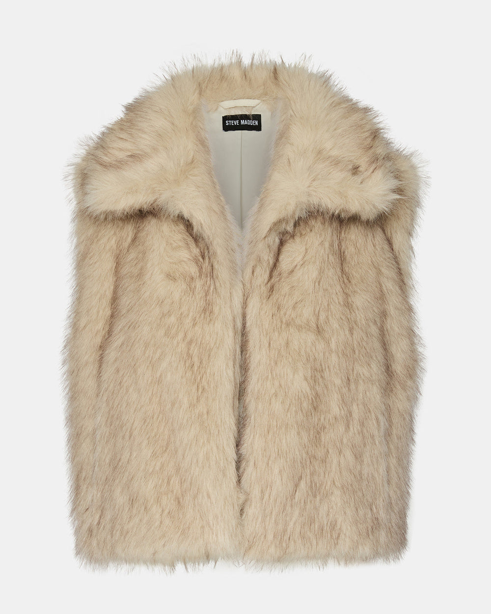 SAFIRA Natural Faux Fur Sleeveless Collared Women's Vest