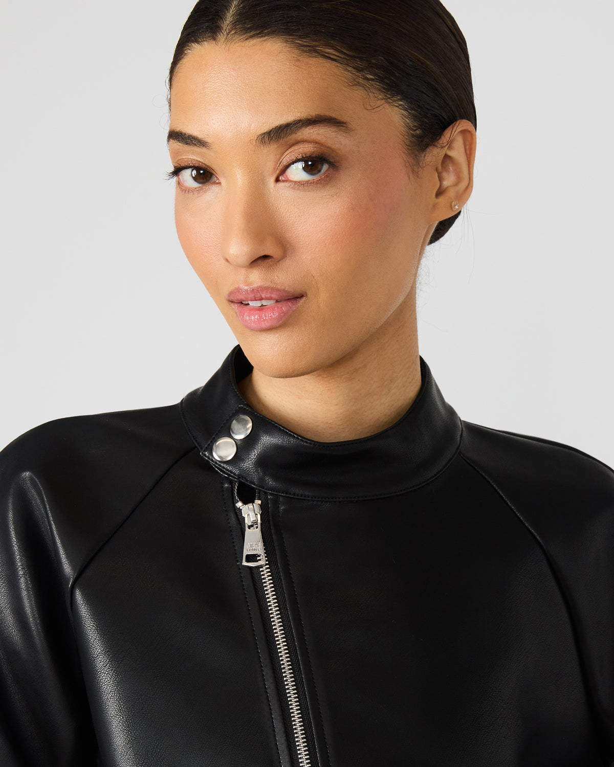 JETT Black Long-Sleeved Faux Leather Zip-Up Women's Jacket