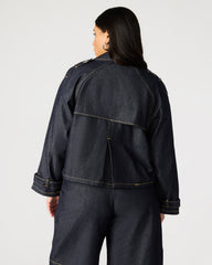 SIRUS Indigo Women's Cropped Denim Trench Coat