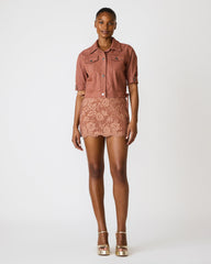 BLU Rust Short-Sleeved Denim Button-Up Women's Jacket