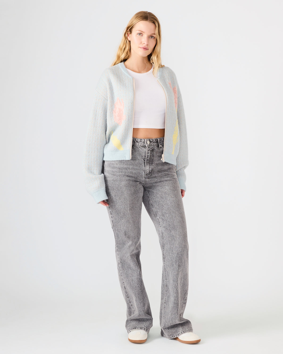 JENA Multi Long-Sleeved Zip-Up Women's Sweater Jacket