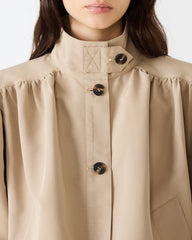 DEEDEE Tan Long-Sleeved Button-Up Collared Women's Jacket