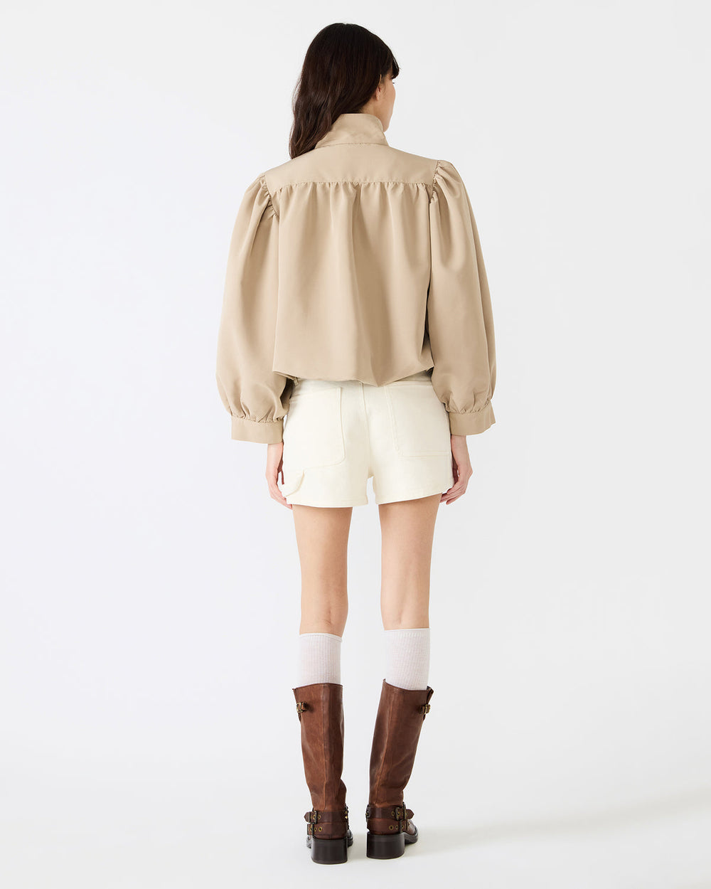 DEEDEE Tan Long-Sleeved Button-Up Collared Women's Jacket