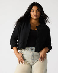 SERENEA Black Women's Long-Sleeved Open-Front Blazer